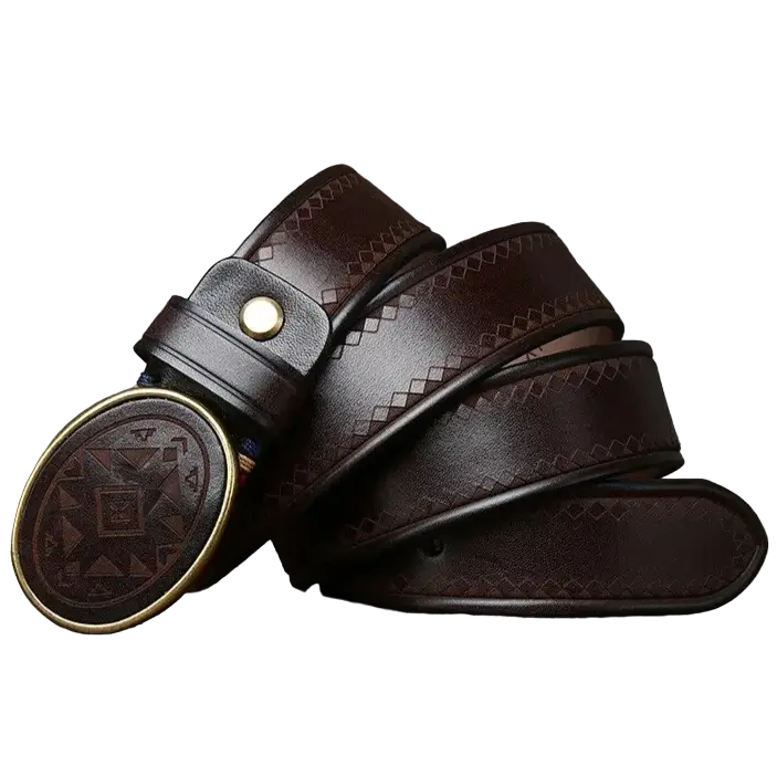 Cinto Vaquero de Cuero Chocolate