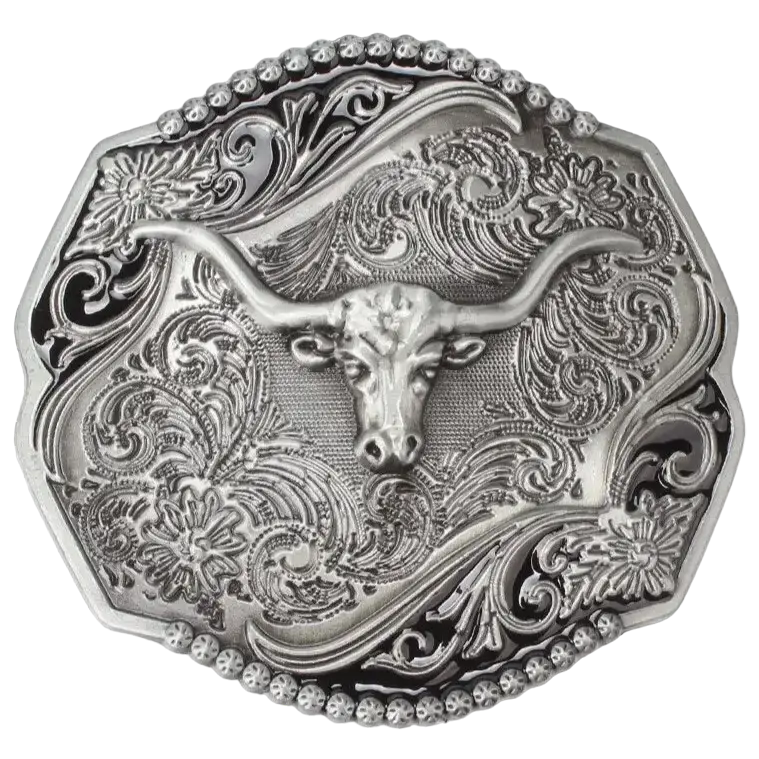 Hebilla Vaquera Grande Plateada