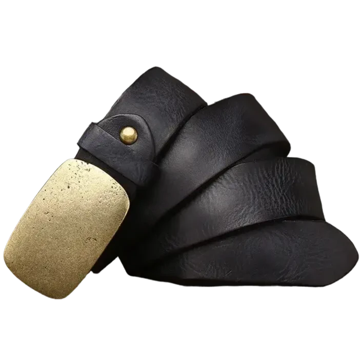 Cinto Vaquero de Oro de Cuero Negro