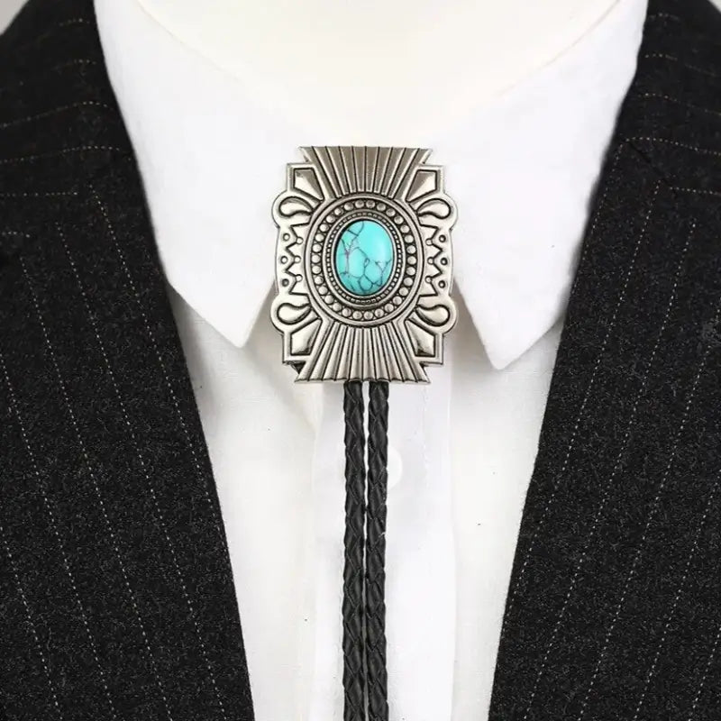 Corbata de Bolo Hombre con Turquesa